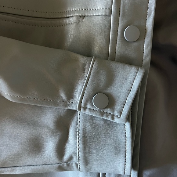 Blue/Gray Button-Up Leather Shacket - Picture 3 of 3